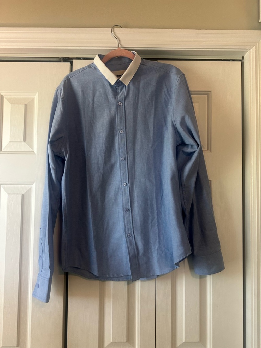 Smyth Blue Dress Shirt with White Contrast Collar